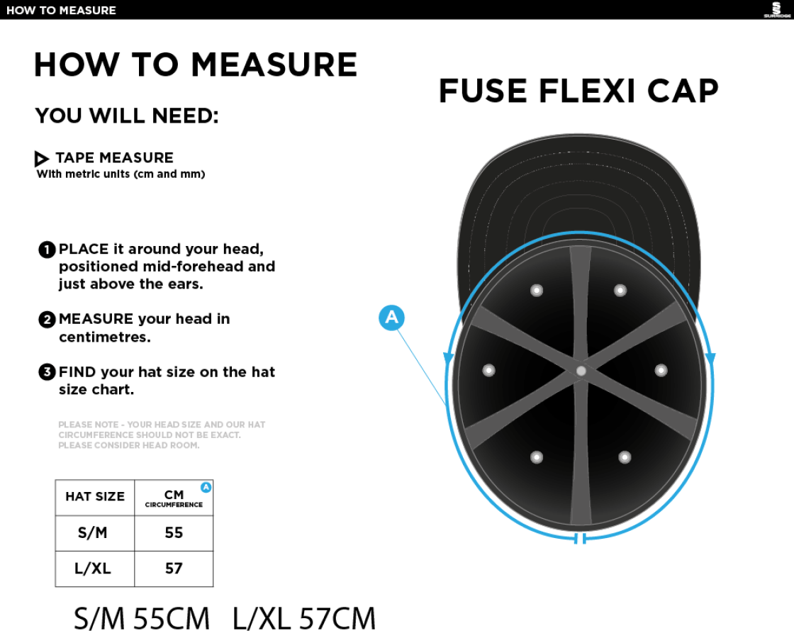 ADDINGTON VILLAGE CC Fuse Flexi Cap - Navy - Size Guide