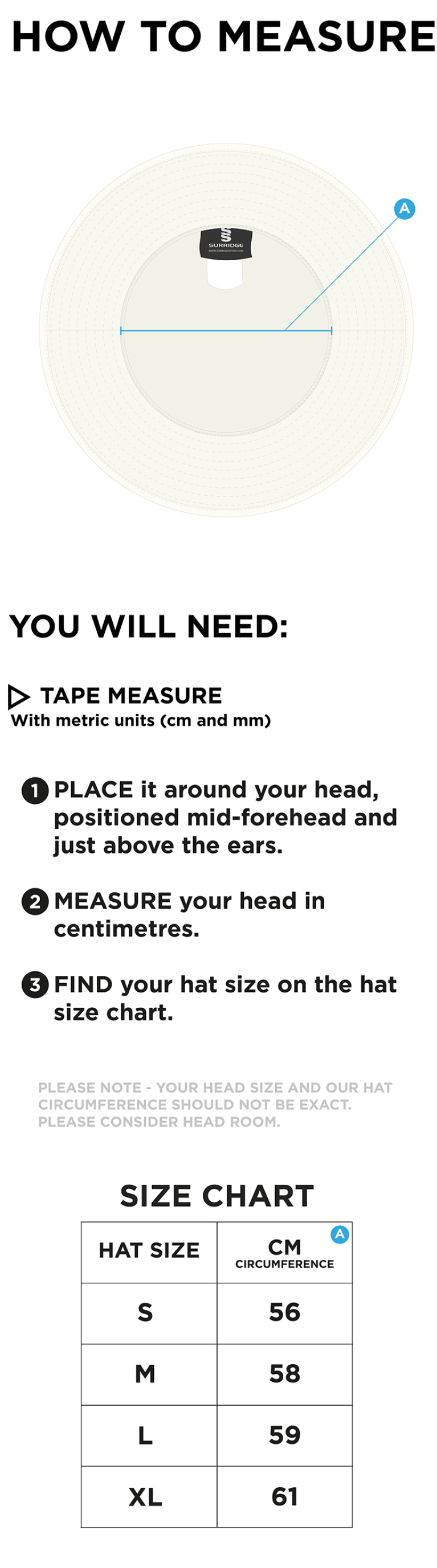 ADDINGTON VILLAGE CC Floppy Hat - Maroon - Size Guide