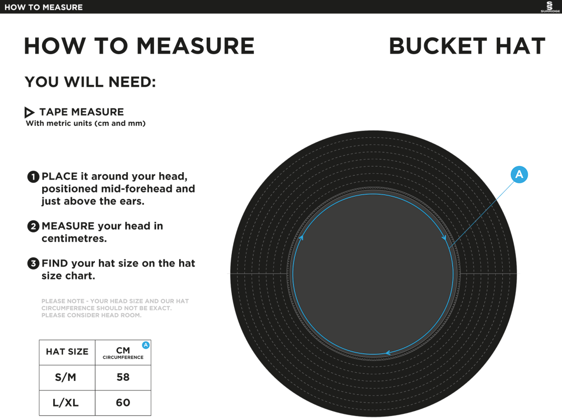 ADDINGTON VILLAGE CC Dual Bucket Hat - Black - Size Guide